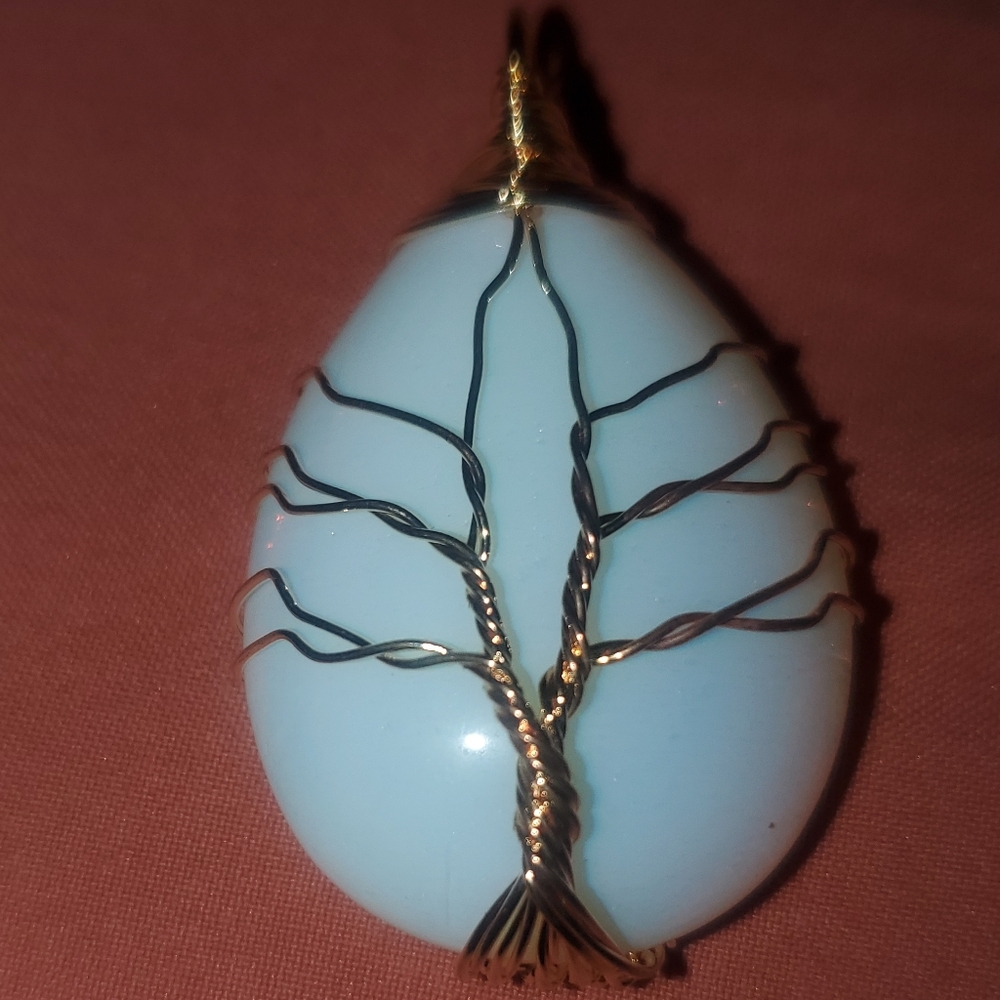 Elegant Gold and White Tree of Life Pendant Necklace